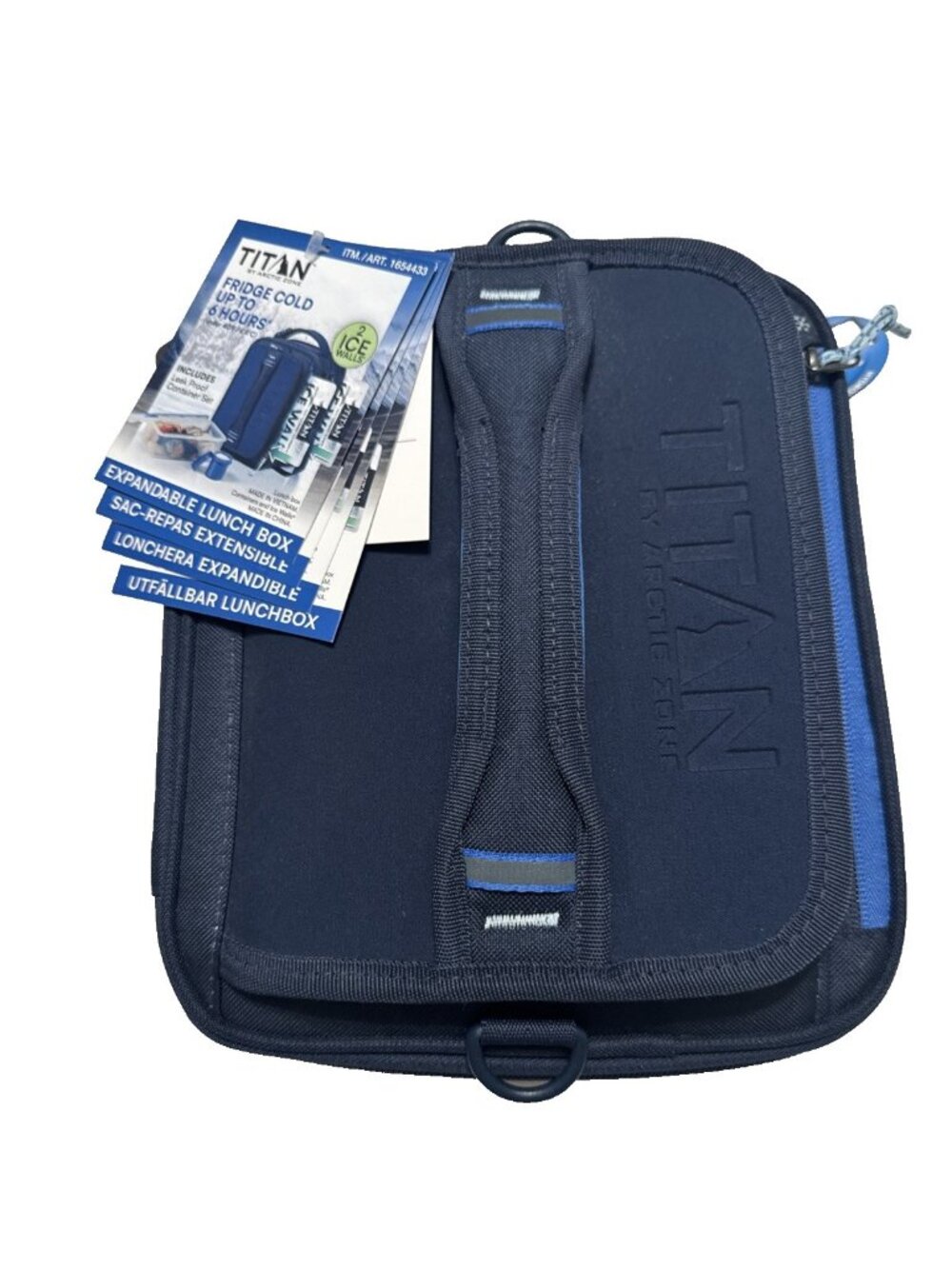 Titan Arctic Zone Zip Expandable Lunch Box 2 Ice Walls Container Set Blue